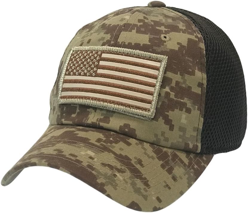 USA American Flag Patch Tactical Baseball Cap Micro Mesh Back Adjustable Hook & Loop Unstructured Hat Low Profile