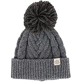 David & Young Women's Chevron Knit Winter Beanie with Matching Yarn Pom