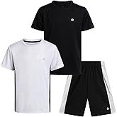RBX Boys Active Shorts Set - 3 Piece Athletic Performance Mesh and Jersey T-Shirts and Mesh Gym Shorts for Boys (Sizes: 8-12)