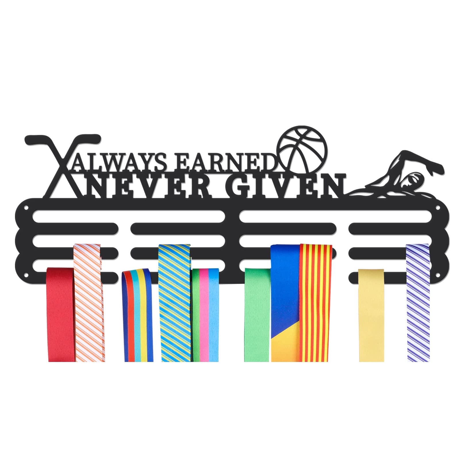 NBEADS Medals Hanger Display Holder Rack, Hockey Basketball Swim Theme Medals Display Wall Mounted Frame Sports Medal Holder Racks for Competition Medal Wall Hanging Display