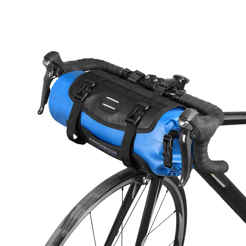 Lixada Waterproof Front Bicycle Bag, Bike Front Frame Handlebar Pannier Rack with Wheel, Dry Bag Top Closure 3L-7L Adjustable (Blue)