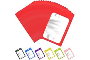 ANZNKU 100 Pieces Resealable Mylar Bags with Clear Window, Smell Proof Bags Packaging Bags Foil Pouch Zip Bags for Food Self Sealing Storage Supplies Xmas Treat Bag (Red, 4.72x7.1 inches)