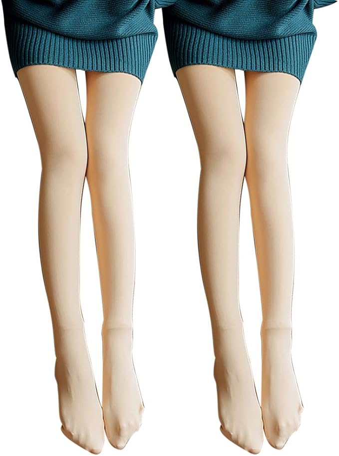 KUANDARM 2 Pairs Ladies Thermal Opaque Tights, High Waisted Pantyhose