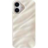 Caseative for iPhone 16 Case, White | Water Ripple Pattern Curly Wave Shape Soft
