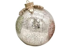 LEIQI LED Christmas Tabletop Decors Auto Timer Durability Cracked Glass Designing Snowflake Accent 6Inch Holiday Ornament