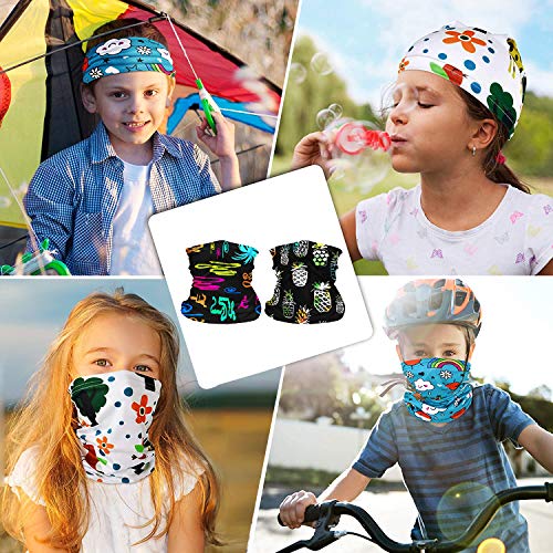 DOMEI 2Pcs Bandana Neck Gaiters for Kids, Breathable Kids Scarf Mask, Cooling Face Scarf for Kids
