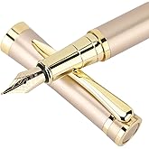 Cheericome Fountain Pen Set - Luxury Writing Instrument for Men & Women - Fine Nib With 10 Ink Cartridges and Refill Converter - Gold