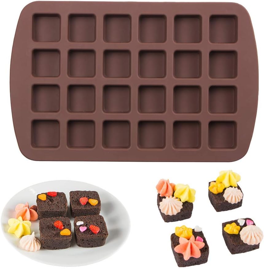 Webake Mini Brownie Pan Square Silicone Baking Mold for Keto Fat Bomb, Chocolate, Peanut Butter, Blondie