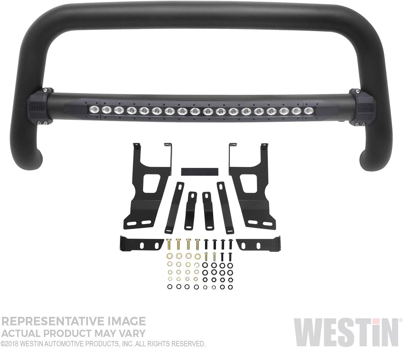 Westin 32-31025T-L Textured Black Bull Bar (Contour LED DRL for Ford F-150 2015-2018), 1 Pack