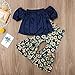 Toddler Baby Girls Off Shoulder Tube Top Sunflower Bell Bottoms Floral Ruffle Pant Set Kids Summer Outfits Boho (B-Blue, 3-4T)