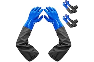 Haiou 2 Pairs 25" Chemical Resistant Gloves, Long Rubber Extra-Long Waterproof and Heavy Duty for Chemical and Acid Work, Med