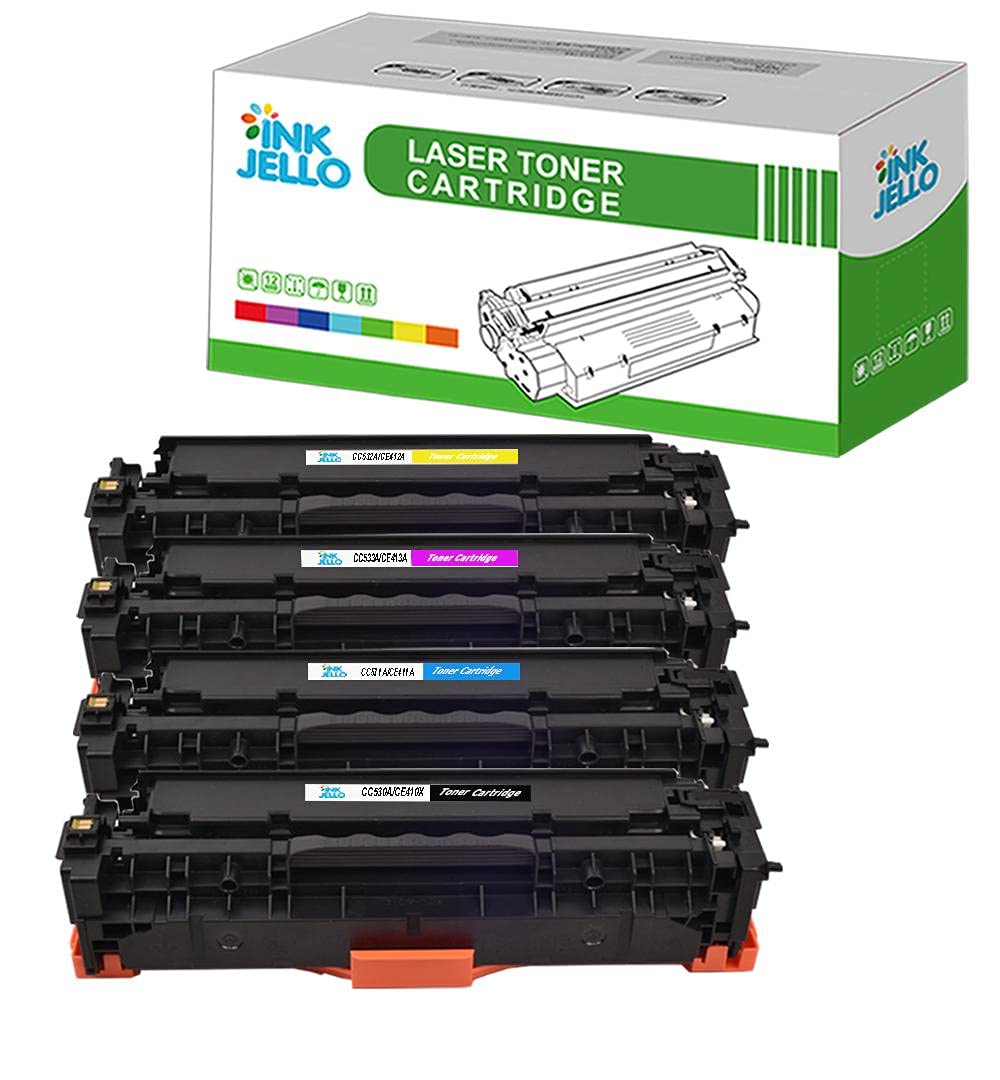 InkJello Compatible Toner Cartridge Replacement for HP LaserJet Pro 300 Color M351a MFP M375nw 400 Color M451dn M451dw MFP M475 CE410X CE411A CE412A CE413A (Black/Cyan/Yellow/Magenta, 4-Pack)