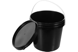 NUOBESTY Black Plastic Paint Bucket with Lid, 10L Chemical Storage Container, Uv-Resistant Paint Pail for