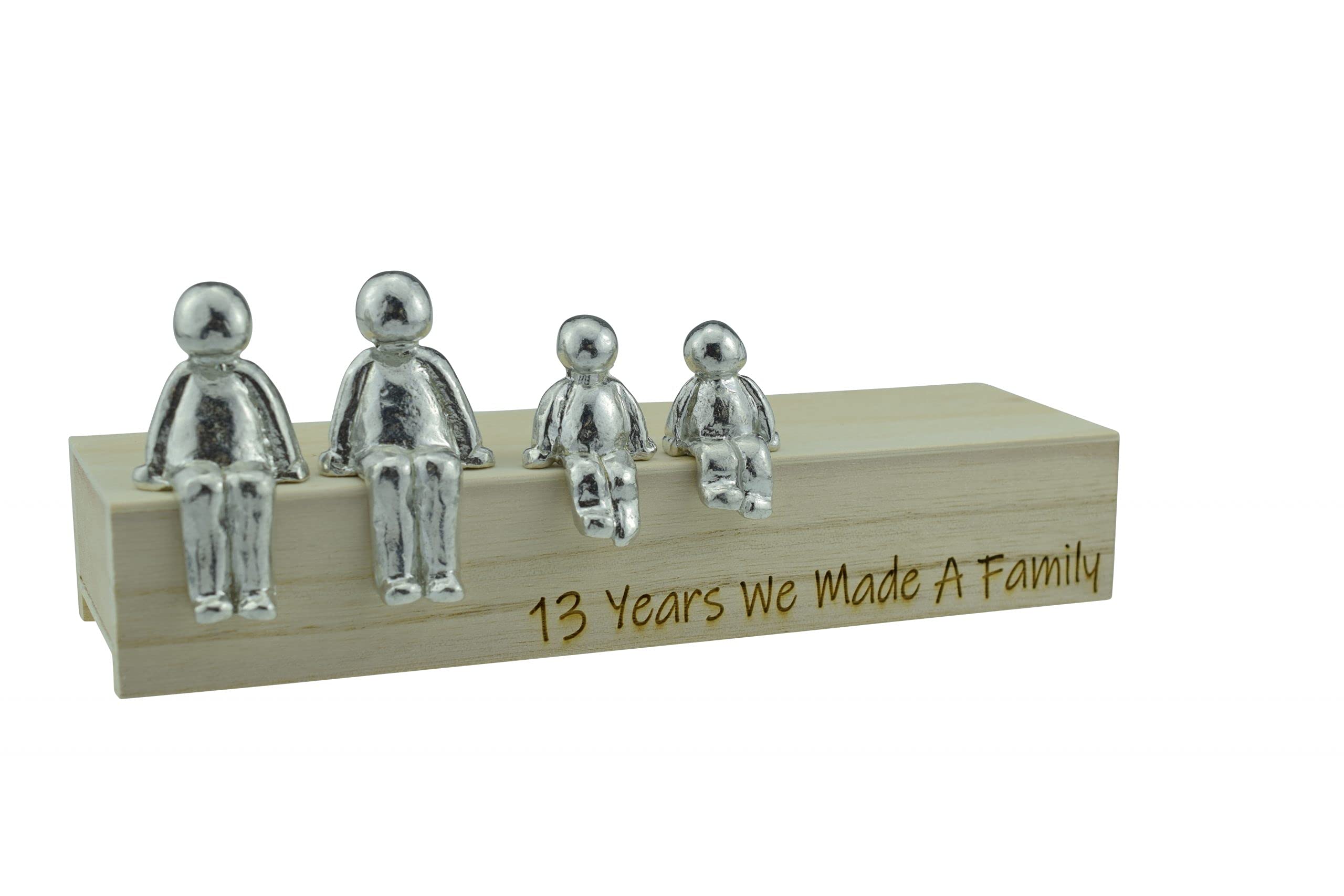 Pirantin 13th Anniversary Idea - 13 Years We Made A Family Metal Ornament - Choose Your Family Combination Box & Woodgrain May Vary(2 Children)