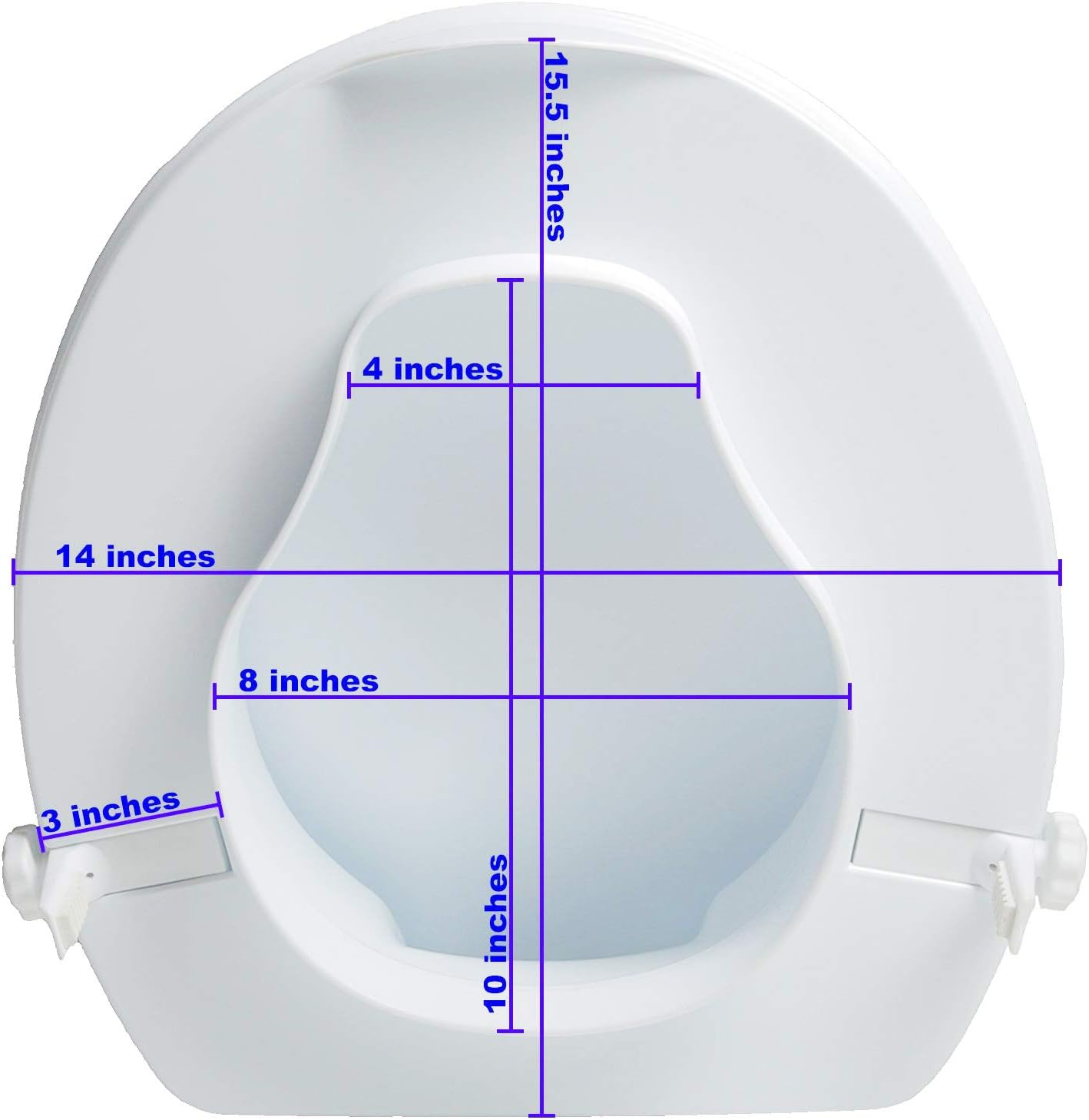 PCP 4" Raised Standard Toilet Seat, Increase Height Over Commode, Includes Lid, Tightening Stability Safety Clamps: Health & Personal Care