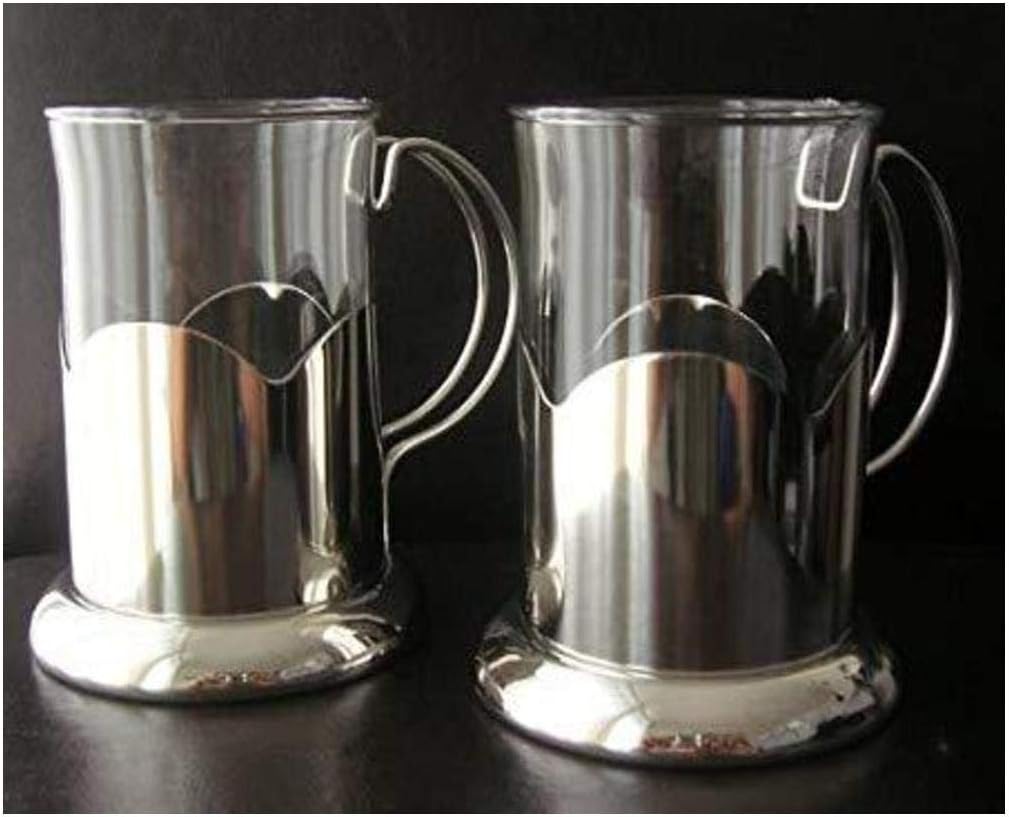 6 x Latte Coffee Tea Silver Stainless Steel Chrome Glasses (S6) Amazon
