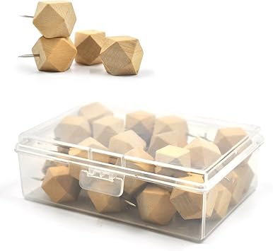 Amazon Com Ezakka 30pieces Wood Push Pins Geometric Wooden Thumb