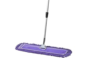 Tidy Tools 24 Inch Purple Commercial Dust Mop & Floor Sweeper with Extendable Handle – Mop for Hardwood, Tile, and Concrete Floor Cleaning