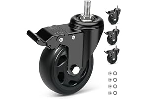 BZOLIHEU Stem Caster Wheels 5 Inch, Threaded Stem Casters Set of 4 Heavy Duty 2400lbs, Metric M10 x 30mm (Diameter 10mm,Length 30mm) Locking Casters Swivel Castor Wheels for Cart, Furniture,Industrial