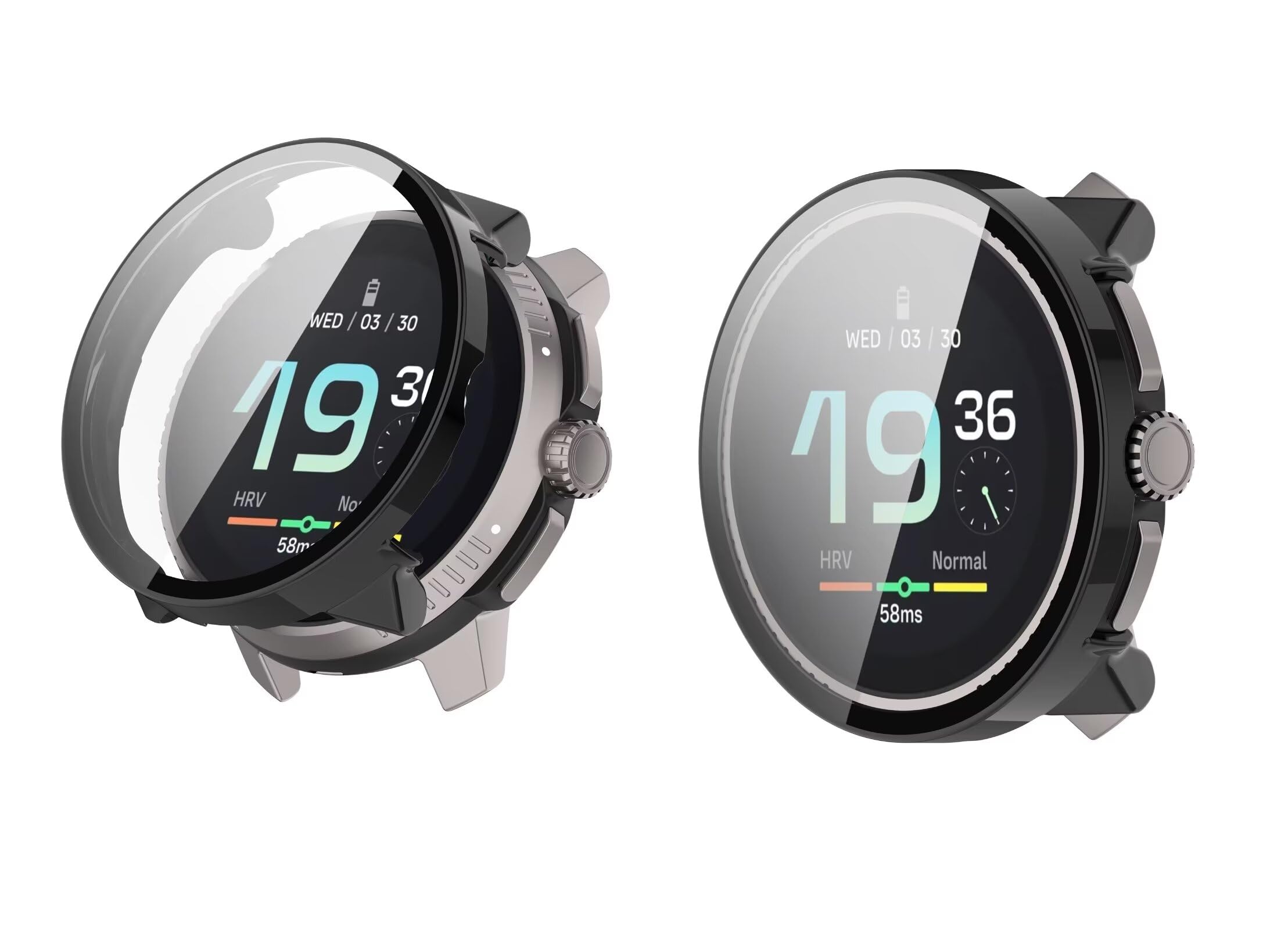 TINGYR 2 Pack Compatible with Suunto Race, PC + Tempered Glass to Protect the Screen, Anti/fall, All/Inclusive Watch Compatible with Suunto Race.Black