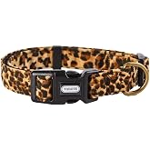 Petiry Fashion Leopard Dog Collar Premium Fabric Soft and Comfortable for Puppy,Middle and Big Dogs(Neck:12-19")