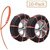 Tire Chains, 10PCS Car Winter Snow Chains, Anti-skid Snow Chains for Cars Emergency Tire Chain with Adjustable Tension Straps for SUV, Car Winter Driving Security Chains