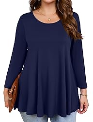 JollieLovin Womens 3/4 Sleeve Loose Fit Swing Tunic