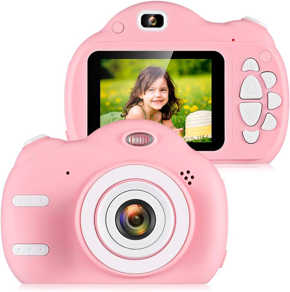 ZEEPIN Kids Camera with 16 TF Card 1080P 8.0MP Rechargeable Children Digital Cameras with 2.4" colour LCD screen for Boys Girls (Pink)