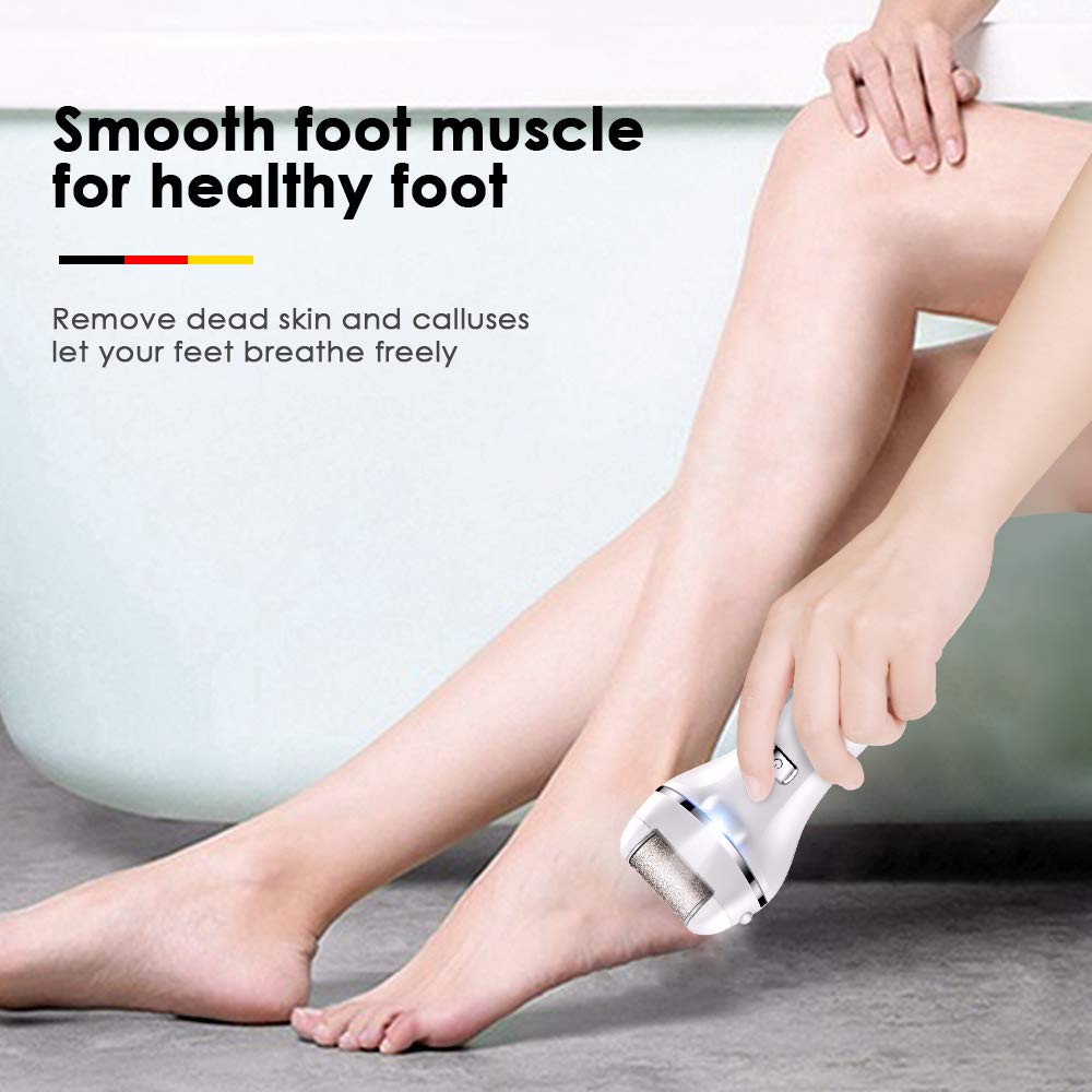 Callus Remover for Feet, Electric Foot File Rechargeable Pedicure Tools, JOMARTO Professional Callous Remover Kit with 3 Coarse Roller Heads, LED Light, 2 Speeds for for Cracked Heels and Dead Skin : Beauty