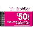 T-mobile $50 Prepaid Refill Card Monthly Plan / Pay As You Go No Annual Contract (Mail Delivery)