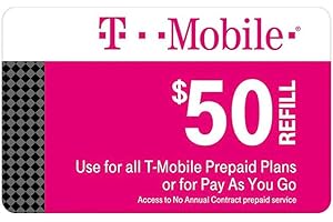 T-mobile $50 Prepaid Refill Card Monthly Plan / Pay As You Go No Annual Contract (Mail Delivery)