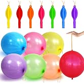 LEEZZIZZ 30Pcs Punch Balloons, Thickened Neon Punching Balloon Heavy Duty Party Favors for Kids with Rubber Band Handle, Bouncy Balls for Birthday Weddings Goodie Bag Stuffer Supply