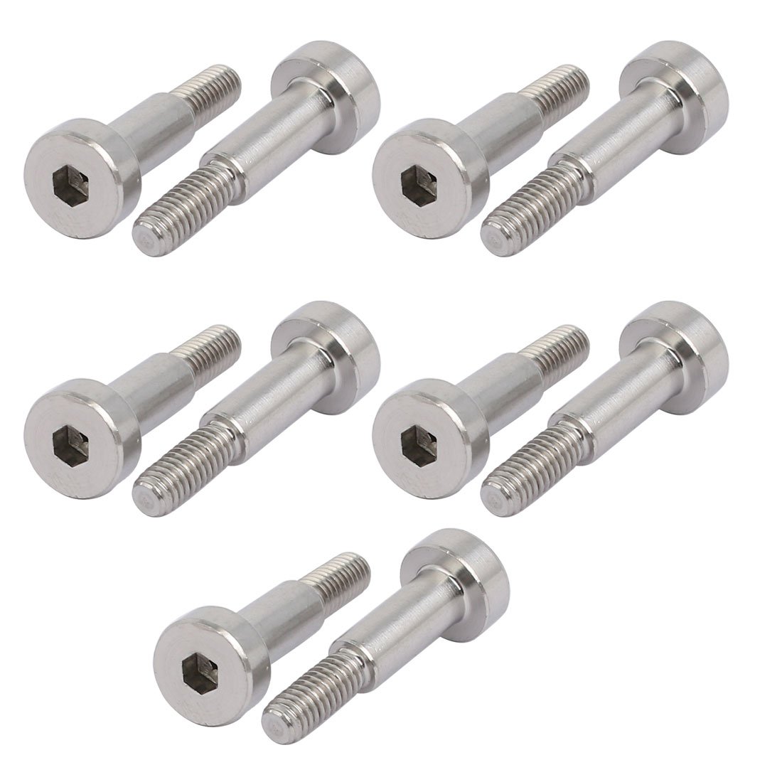 Sourcingmap 10pcs 304 Stainless Steel Hex Socket Shoulder Bolt 5mm Shoulder Dia 12mm Shoulder Length M4 Thread โ image 1