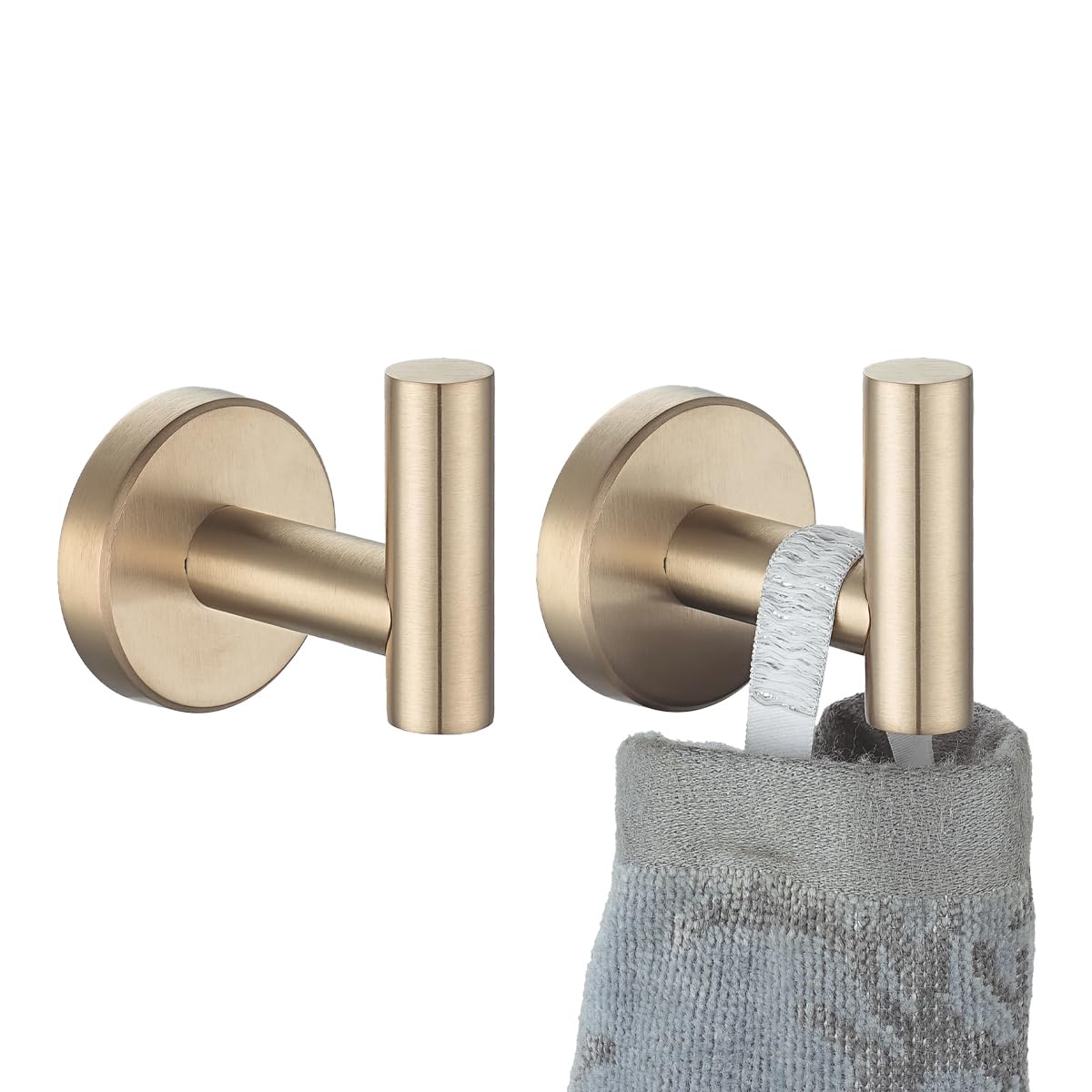 Photo 1 of JQK Bathroom Towel Hook Champagne Bronze, Coat Robe Clothes Hook for Bathroom Wall Mounted (Pack of 2), SUS 304 Stainless Steel 0.8mm, TH100-CB-P2