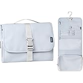 pack all Hanging Travel Toiletry Bag, Foldable Cosmetic Bag with Multiple Compartments, Water-Resistant Makeup Bag for Toiletries, Accessories (Light Blue)