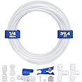 Refrigerator Water Line Kit, CNAODUN Ice Maker Water Line Kit with 1/4" OD 39.4ft Water Line Reverse Osmosis Quick Connect Fittings Push To Connect Water Tube Fittings for Fridge Ice Maker