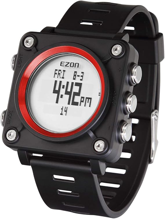 Amazon メンズウォッチ 軽量 Ip67防水防塵 年間保証付き Ezonl008 L012 レッド メンズ腕時計 腕時計 通販