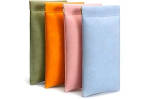 iGeyzoe Glasses Case 4 Pack, Eyeglasses Case For Women men, PU Soft Glasses Sunglasses Case Portable