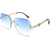 FEISEDY Classic Rimless Sunglasses Women Metal Frame Diamond Cutting Lens Sun Glasses B2567