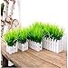 Artificial Plants Faux Plastic Wheat Grass Fake Leaves Shubs Outdoor Window Box Wholesale Greenery Bushes Indoor Outside Home Garden Light Green Verandah Office Wedding Decor UV resistant- 4 PCS