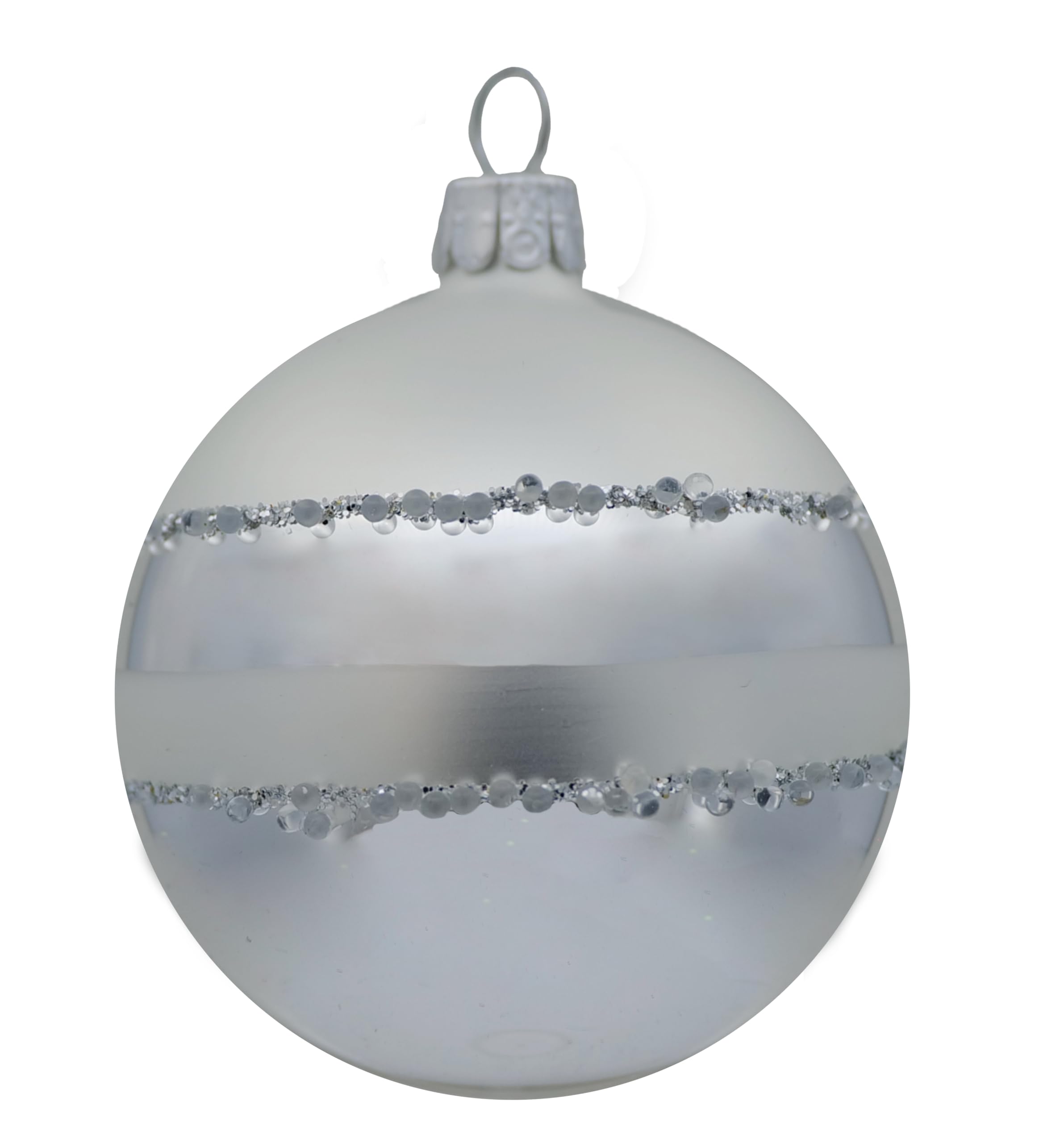 Set of 6 Baubles (Diameter 7 cm) Hand-Blown and Decorated Glass Baubles for Christmas Tree Decoration