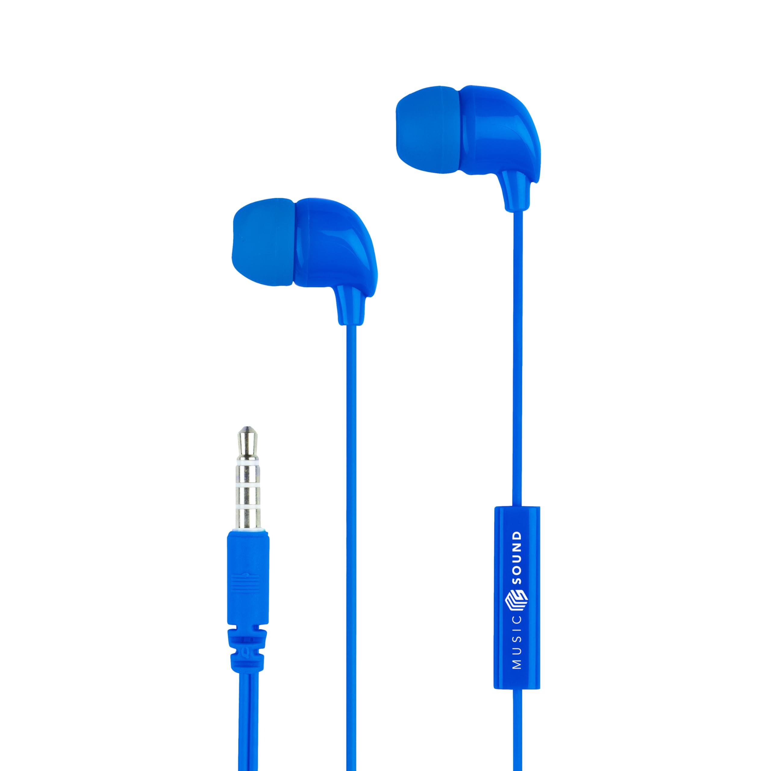 Music Sound | Wired Headphones Fullcolor Intra-auriculaires | In-Ear Stereo Headphones with Built-in Microphone - 3.5 mm Jack Plug - 1.2 m Anti-Tangle Cable - Colour Blue