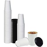 Smygoods White Disposable Paper Coffee Cups with Lids (16 OZ, 25 Count) For Hot Beverages, Tea, Espresso, Cocoa - To Go Drink Containers, Café & Office