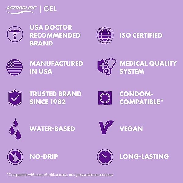 ASTROGLIDE WATER BASED LUBE (4OZ), ULTRA GENTLE GEL PERSONAL LUBRICANT FOR VAGINAL AND ANAL SEX, STAYS PUT WITH NO DRIP FOR MEN, WOMEN AND COUPLES, SAFE FOR TOYS