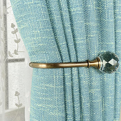 HSTYAIG Crystal Curtain Holdback Hooks Drapery Tiebacks Tassel Holder Window Decorative Hook Set of 2 (Green Bronze)