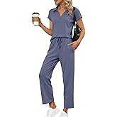 Glamaker Womens 2 Piece Summer Outfit Lounge Set Cap Sleeve Polo Top And Pant Set Tracksuit Travel Matching Outfit 2026