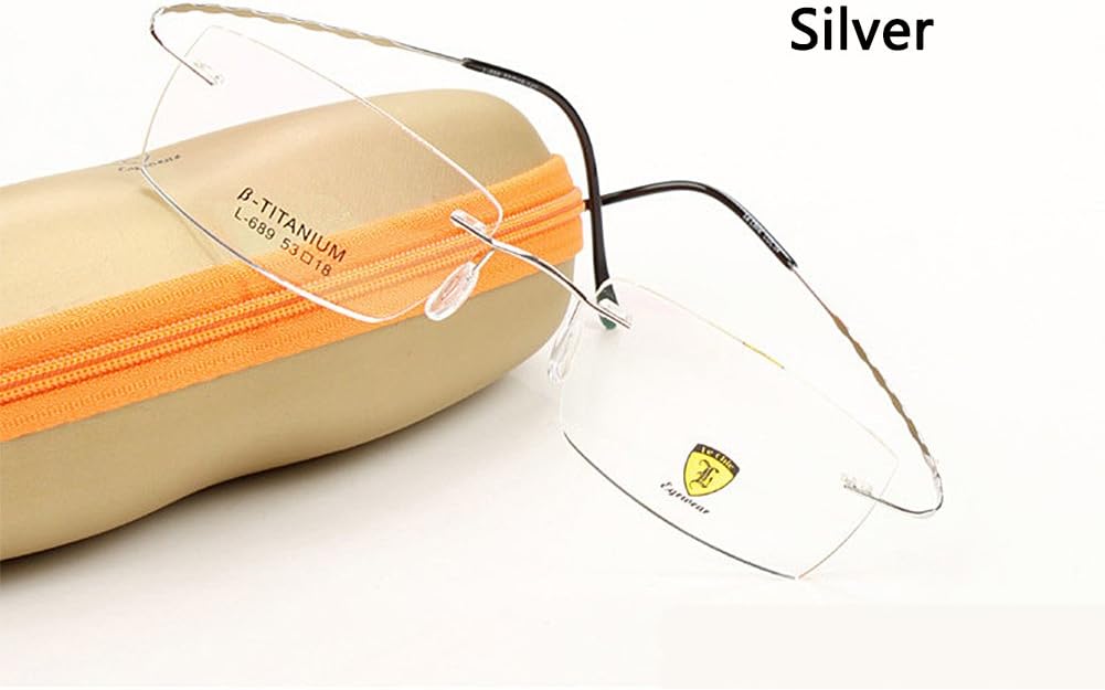 Snail Shop Lechie 100% β Titanium Rimless Rectangle Reading Glasses .25 up to 6.00（silver&689-lens Style） (1.25X)