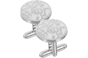 Cabilock Musical Note Round French Cufflinks 1 Pair Decorative Shirt Accessories for Men Weddings and Music