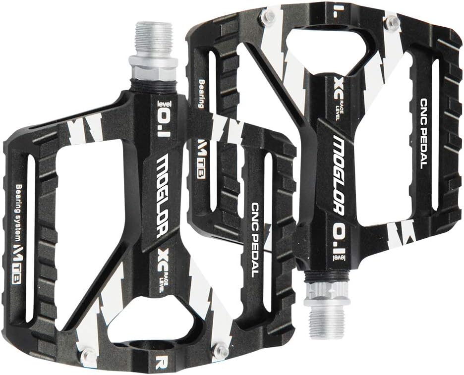 Bike Pedals MTB Mountain Flat Road BMX Bicycle Metal Cycling 9/16" Thread Spindle Non-Slip CNC Aluminum Alloy Durable Fixed Gear with Sealed Bearings Axle Black
