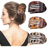 Large Flat Round Hair Clips Leopard Print Hair Claw Clips -Duckbill Clips for -Clips for Womens 3 Pcs - Strong Hold Hair Clip